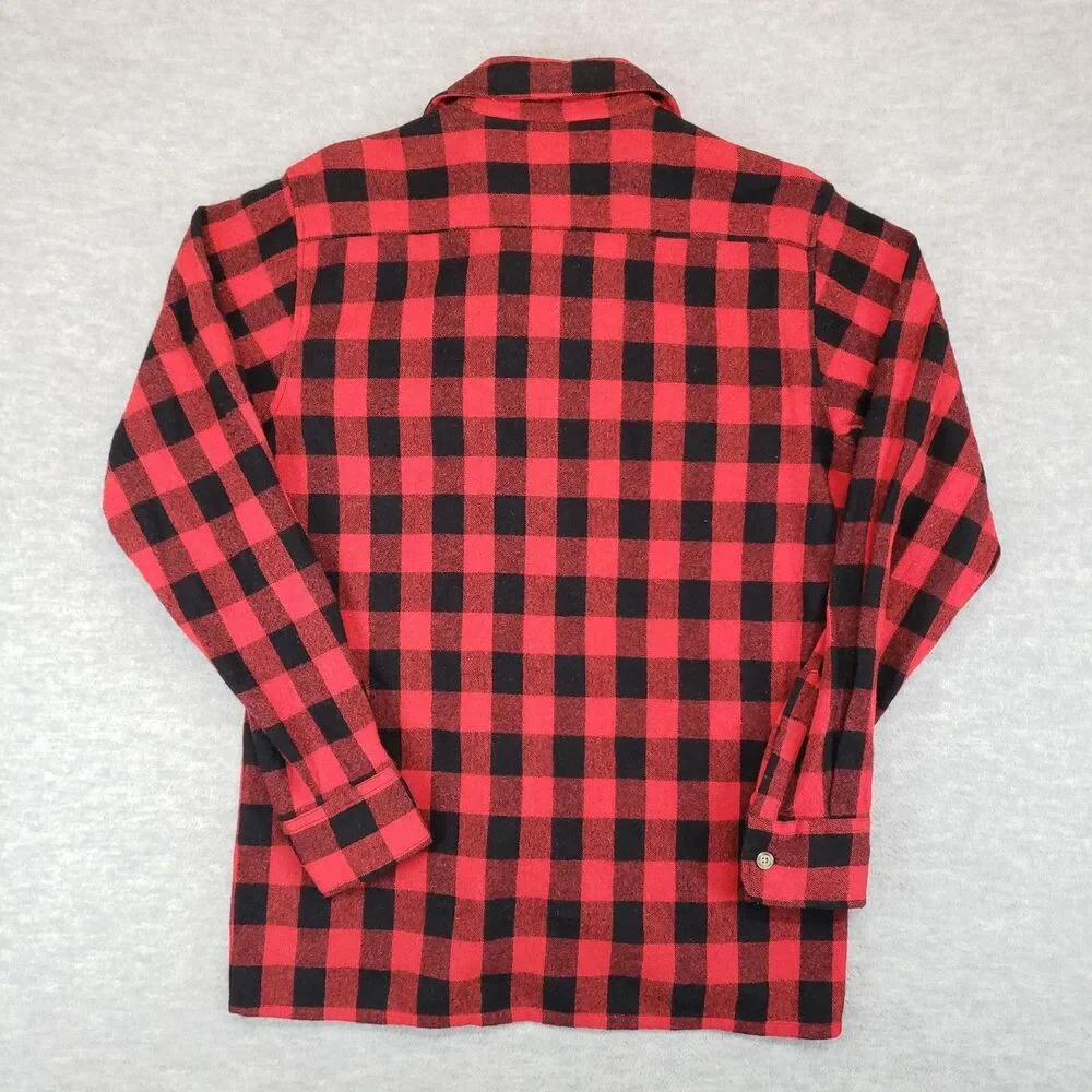 Vintage Enro Wool Flannel Shirt Mens Large Red Buffalo‎ Check Plaid Shacket